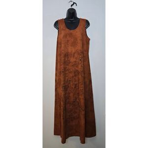 Vintage Mary Dee Fun To Wear Dress Size 1 Maxi Drawings Brown Sleeveless Boho